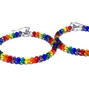 Rainbow Hoop Earrings/Chakra Crystal Earrings/ Pride Gift/ Large Hoop Earrings